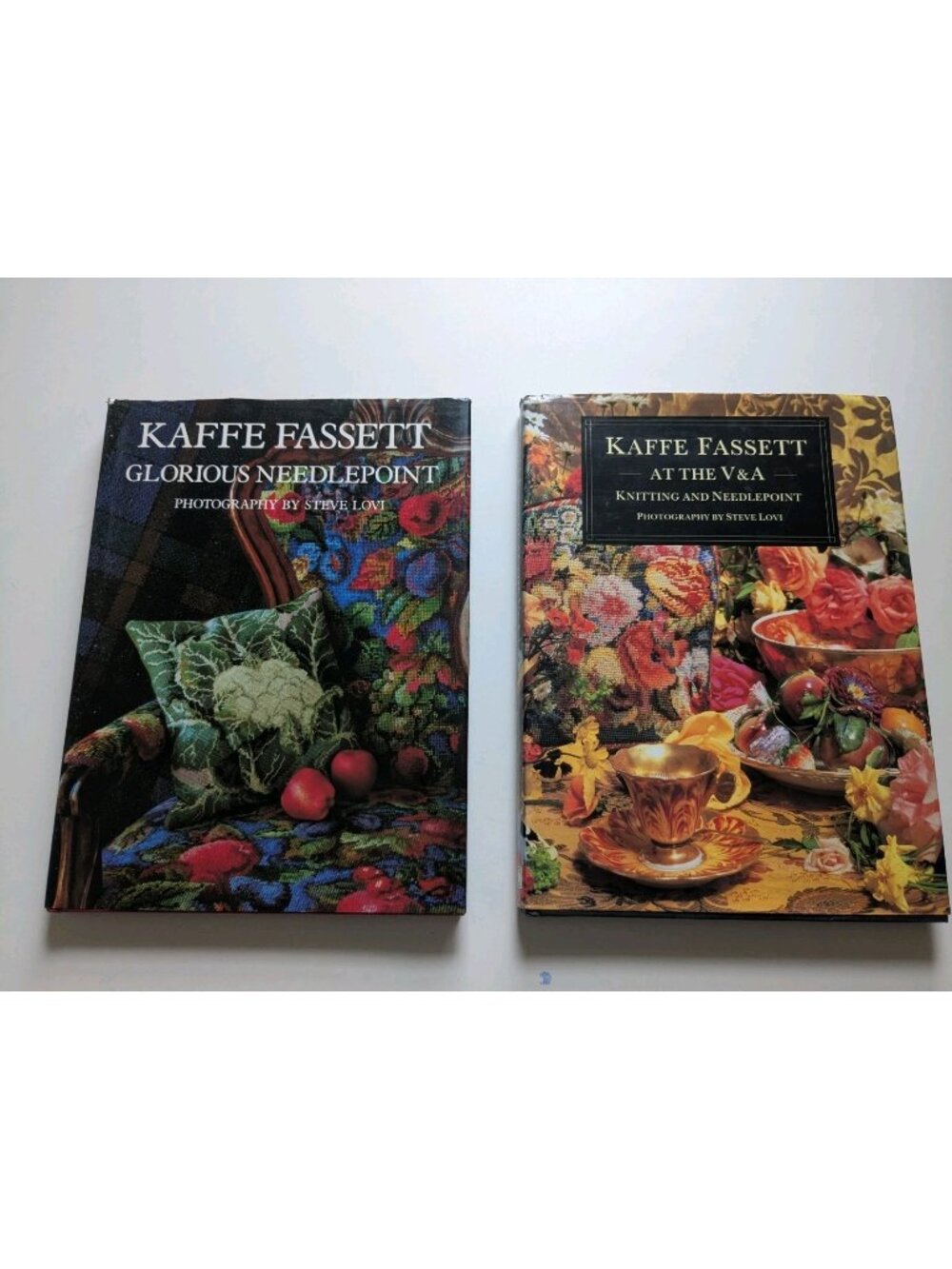 Lot of 2 Kaffe Fassett Books - Glorious Needlepoint and At the V&A Knitting EUC